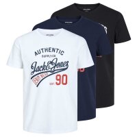 JACK&JONES Mens T-Shirt, 3 Pack - JJETHAN TEE CREW...
