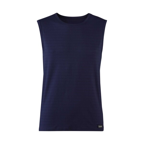 Bruno Banani Herren Tanktop - Check Line 2.0, Rundhals, Polyamid, Karo, Logo, einfarbig Dunkelblau S