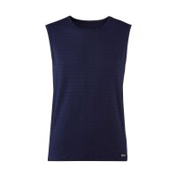 Bruno Banani Herren Tanktop - Check Line 2.0, Rundhals, Polyamid, Karo, Logo, einfarbig Dunkelblau S