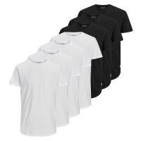 JACK&JONES Mens T-Shirt 7 Pack - JJENOA TEE CREW NECK, Basic, Cotton White/Black S (Small)