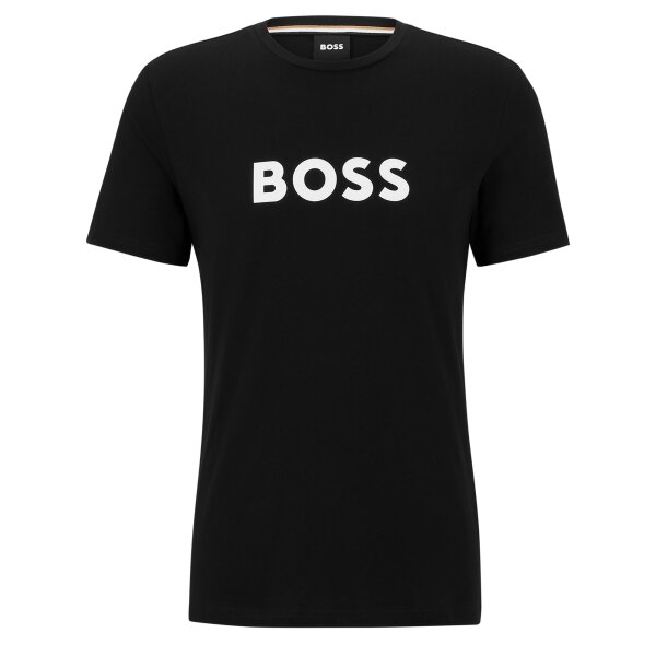 BOSS Mens T-shirt - RN T-shirt, round neck, short sleeve, large logo print, cotton Black M (Medium)