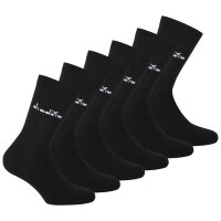 Diadora Unisex Socken, 6er Pack - Sportsocken, Baumwolle, Logo, einfarbig Schwarz 35-38