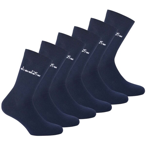 Diadora Unisex Socken, 6er Pack - Sportsocken, Baumwolle, Logo, einfarbig Dunkelblau 43-46