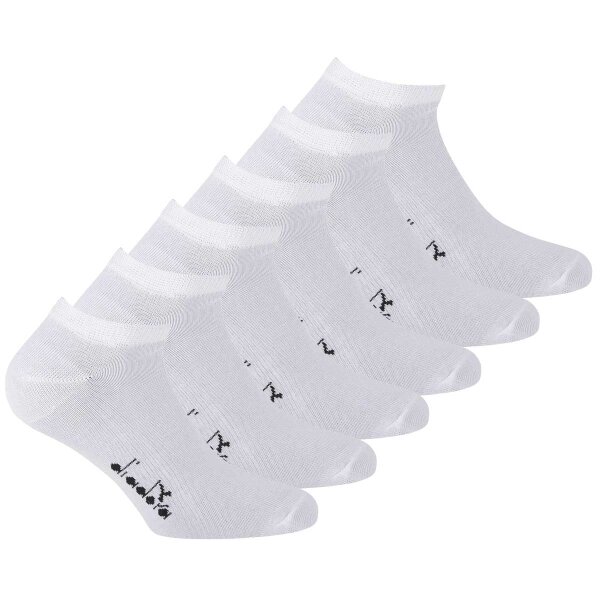 Diadora Unisex Sneaker Socken, 6er Pack - Sportsocken, Mercerisierte Baumwolle, Logo, einfarbig Weiß 35-38