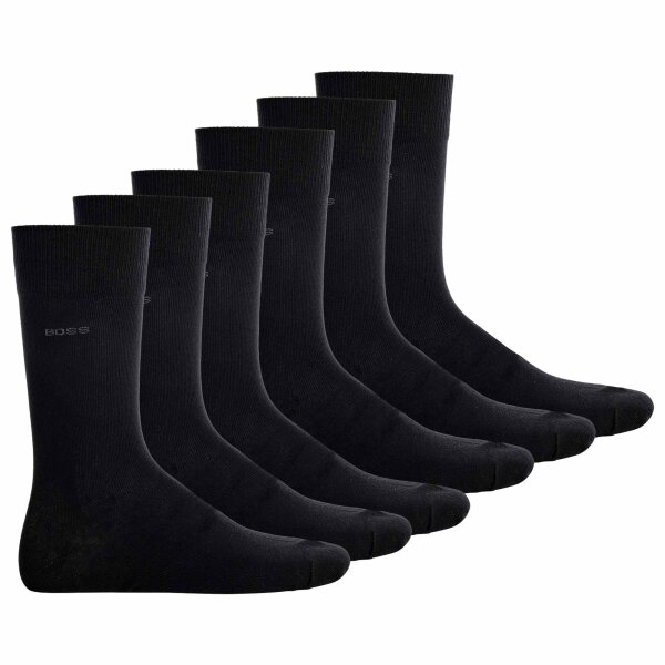 HUGO BOSS Herren Socken, 6er Pack - Finest Soft Cotton, Threepack RS Uni  Black 43-46 (UK 9-11)