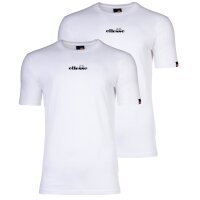 ellesse Mens T-Shirt, OLLIO, 2-Pack - Top, Cotton, Round Neck, Short, Logo, solid color White 2XL (XX-Large)
