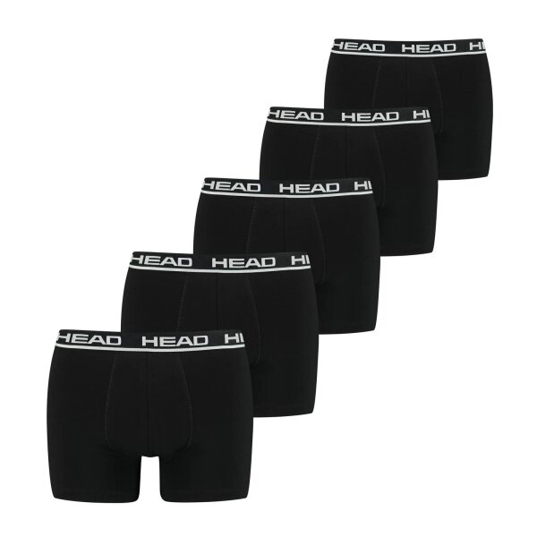HEAD Mens Boxer Trunks, 5 Pack - Basic Boxer Trunks ECOM, Stretch Cotton Black M (Medium)