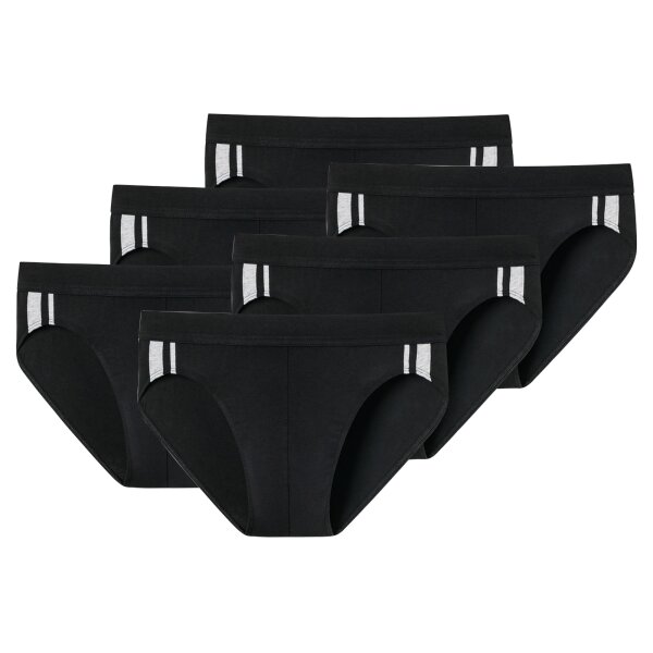 SCHIESSER Herren Slip 6er Pack - Rio Slip 95/5, Cotton Stretch, Seitenstreifen Schwarz S