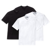 SCHIESSER Mens American T-Shirt 2-pack - 1/2 sleeve, undershirt, V-neck SchwarzWeiß 3XL (3X-Large)
