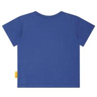 Steiff Baby T-Shirt - Basic, Short Sleeve, Teddy Application, Cotton Stretch, Plain Blue 80