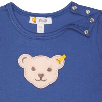 Steiff Baby T-Shirt - Basic, Short Sleeve, Teddy Application, Cotton Stretch, Plain Blue 80