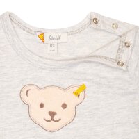 Steiff Baby T-Shirt - Basic, Kurzarm, Teddy-Applikation, Cotton Stretch, uni Grau 80