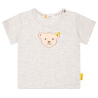 Steiff Baby T-Shirt - Basic, Short Sleeve, Teddy Application, Cotton Stretch, Plain Grey 80