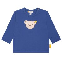 Steiff Baby Langarm-Shirt - Basic, Teddy-Applikation, Cotton Stretch, uni