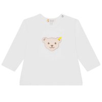 Steiff Baby Langarm-Shirt - Basic, Teddy-Applikation, Cotton Stretch, uni