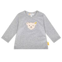 Steiff baby long-sleeved t-shirt - basic, teddy appliqué, cotton stretch, plain