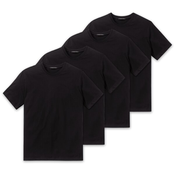 SCHIESSER Herren American T-Shirt 4er Pack - 1/2 Arm, Unterhemd, Rundhals Schwarz S