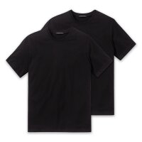 SCHIESSER Mens American T-Shirt 2-pack - 1/2 sleeve, undershirt, round neck Black L (Large)