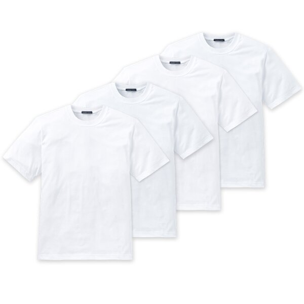 SCHIESSER Herren American T-Shirt 4er Pack - 1/2 Arm, Unterhemd, Rundhals Weiß S
