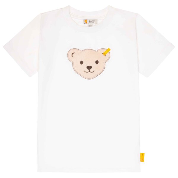 Steiff Kinder T-Shirt - Basic, Kurzarm, Teddy-Applikation, Cotton Stretch, uni