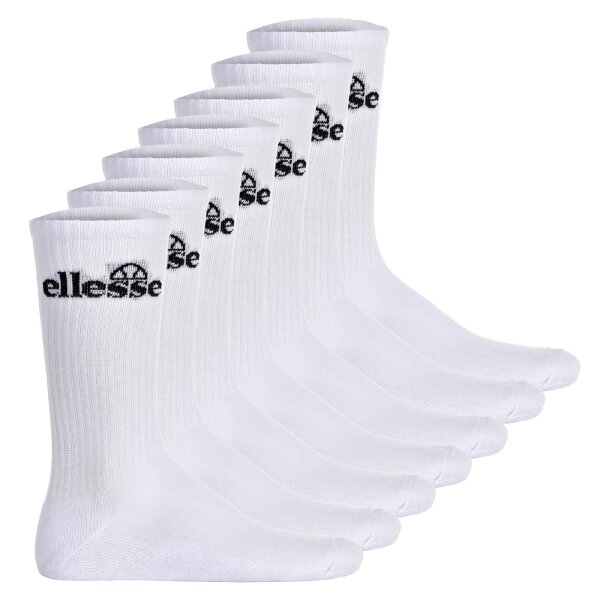 ellesse Unisex Sport-Socken, 7 Paar - Trego Sport Sock, Crew Socks, Tennis, Ripp-Bündchen, Logo Weiß 36-38