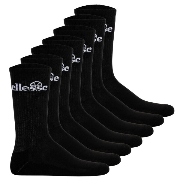 ellesse Unisex Sport-Socken, 7 Paar - Trego Sport Sock, Crew Socks, Tennis, Ripp-Bündchen, Logo Schwarz 43-46,5
