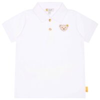 Steiff Kinder Polo-Shirt - Basic, Kurzarm, Teddy-Applikation, Baumwolle, uni Weiß 104