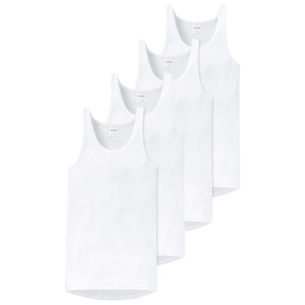 SCHIESSER Herren Unterhemd 4er Pack - Sport-Jacke, Original Feinripp Weiß L