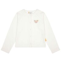 Steiff girls cardigan - teddy appliqué, round neck, button placket, cotton