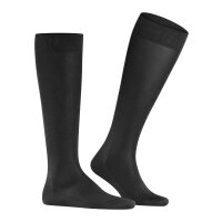 FALKE Mens Knee Socks - Tiago, Socks, Organic Cotton, Logo, long, one color Black 43-44