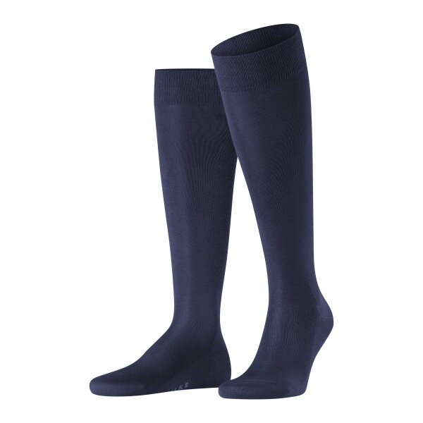 FALKE Mens Knee Socks - Tiago, Socks, Organic Cotton, Logo, long, one color Dark Blue 47-48