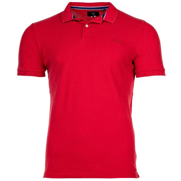Superdry Mens Polo Shirt - Vint Destroy Polo, Short Sleeve, Button Placket, Cotton Red XL (X-Large)