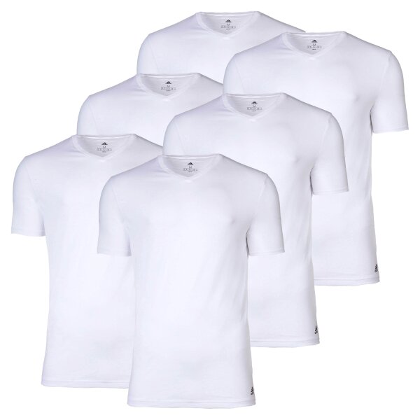 adidas mens t-shirt, 6-pack - Active Core Cotton, V-neck, plain White S (Small)