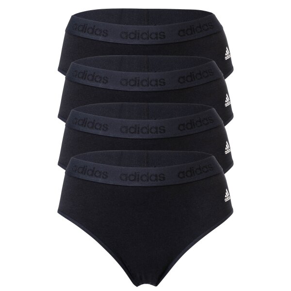 Adidas Damen Slip, 4er Pack - Bikini Slip, Smart Cotton Solid, Logo, uni Schwarz S
