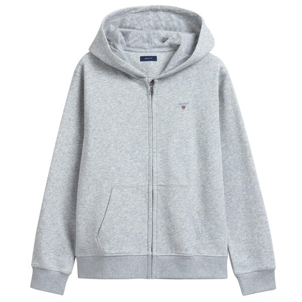 GANT Jungen Sweatjacke - Teen Boys THE ORIGINAL FULL ZIP SWEAT HOODIE, Kapuze Grau 134/140