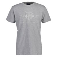 GANT Herren T-Shirt - REG TONAL SHIELD T-SHIRT, Rundhals, Baumwolle, Stickerei