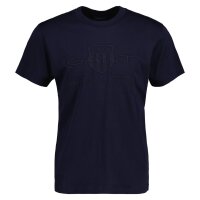 GANT Mens T-Shirt - REG TONAL SHIELD T-SHIRT, round neck, cotton, embroidery Blue M (Medium)