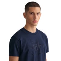 GANT Mens T-Shirt - REG TONAL SHIELD T-SHIRT, round neck, cotton, embroidery Blue M (Medium)