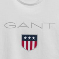 GANT Herren T-Shirt - SHIELD T-SHIRT, Rundhals, kurzarm, Baumwolle, Print Weiß L