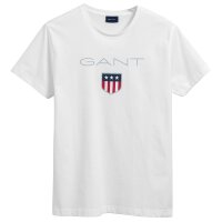 GANT Mens T-Shirt - SHIELD T-SHIRT, round neck, short sleeve, cotton, print White L (Large)