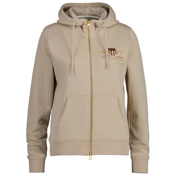 GANT Ladies Sweat Jacket - ARCHIVE SHIELD FULL ZIP HOODIE, hooded jacket, logo