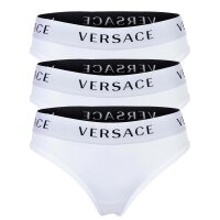 VERSACE Damen Slips 3er Pack - Unterwäsche, Unterhose, Baumwolle, Logobund, einfarbig Weiß M
