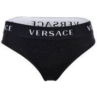 VERSACE Damen Slips 3er Pack - Unterwäsche, Unterhose, Baumwolle, Logobund, einfarbig Schwarz XL