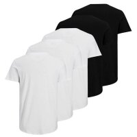 JACK&JONES Herren T-Shirt, 5er Pack - JJENOA, kurzarm, Rundhals, Baumwolle, einfarbig Weiß/Schwarz S