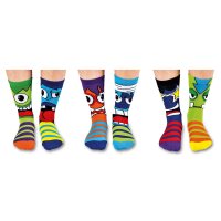 United Oddsocks Kids Socks, 6 Individual Socks - Gift Box, Motif Socks The Mashers
