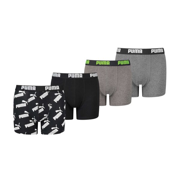 PUMA Jungen Boxer Shorts, 4er Pack - Basic Boxer AOP - ECOM, Cotton Stretch