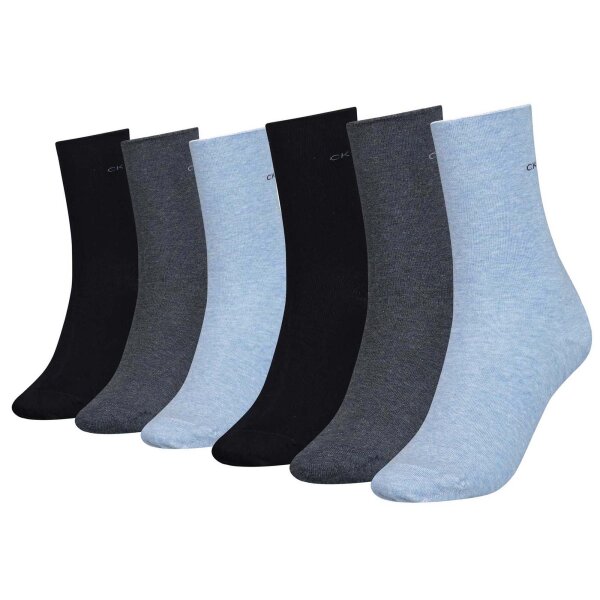 Calvin Klein Damen Socken 6 Paar - EMMA ECOM, Kurzsocken, One Size, einfarbig Blau 37-41