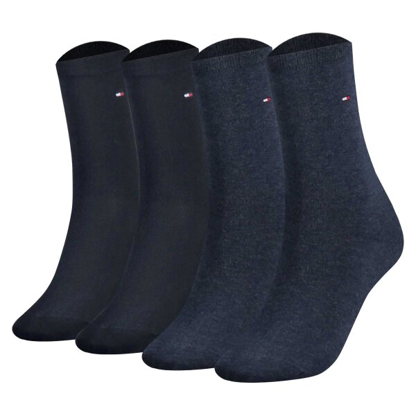 TOMMY HILFIGER Damen Socken, 4er Pack - Sock Casual, ECOM, Kurzsocken, uni Blau 35-38