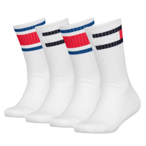 TOMMY HILFIGER childrens socks, Pack of 4 - FLAG ECOM, Logo Design White 27-30