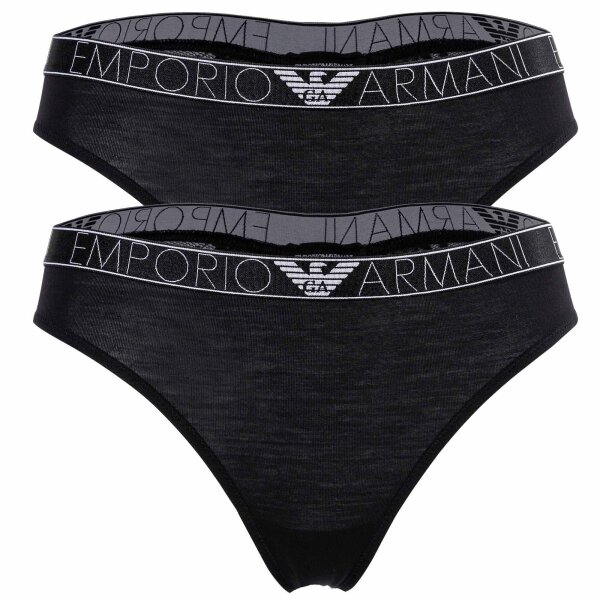 EMPORIO ARMANI Women Thongs, 2-pack - DREAMY VISCOSE LACE, Logo Waistband, Solid Color
